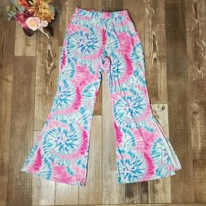 Eye Candy Tie-Dye Flare Pants Leggings Women's Pink Blue Boho Bohemian